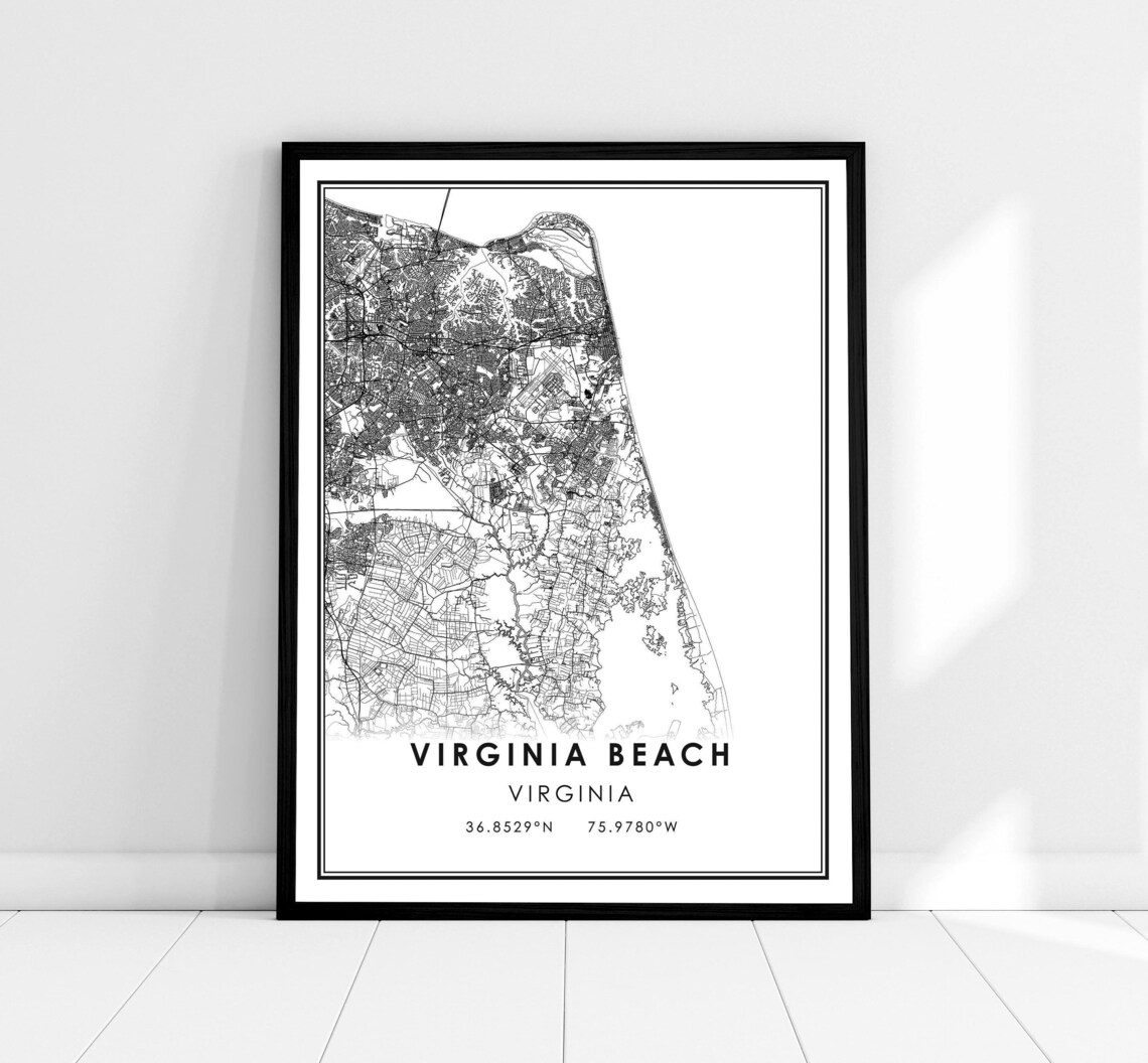 Virginia Beach Map Print, City Travel Poster