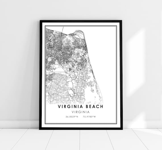 Virginia Beach Map Print, City Travel Poster