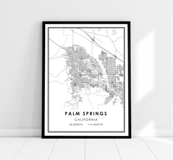 Palm Springs Map Travel Poster, City Map Print