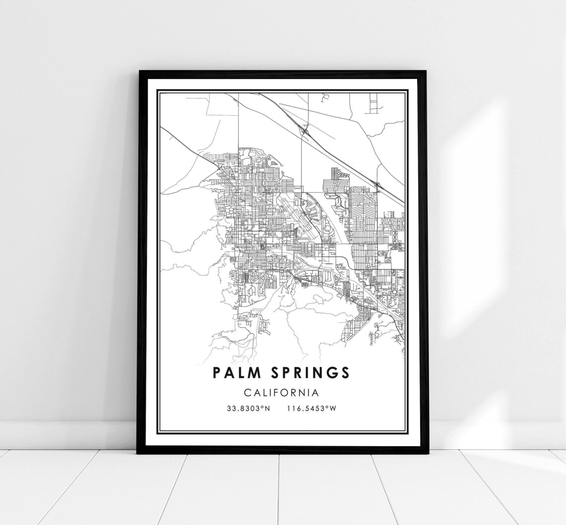 Palm Springs Map Travel Poster, City Map Print