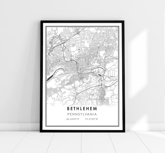 Bethlehem Map Print Poster, Pennsylvania City