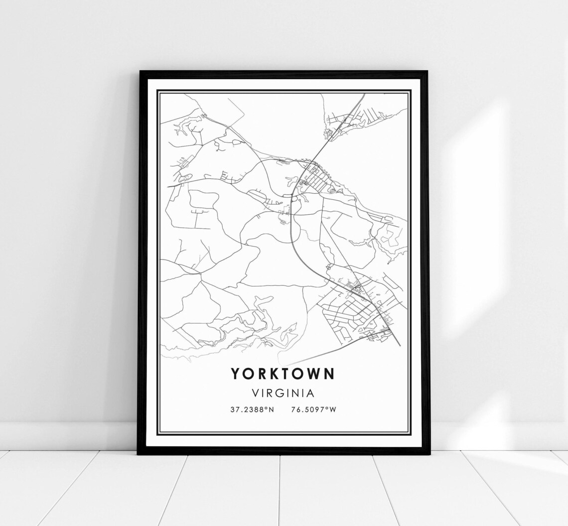 Yorktown Virginia Map Print, Travel Wall Poster