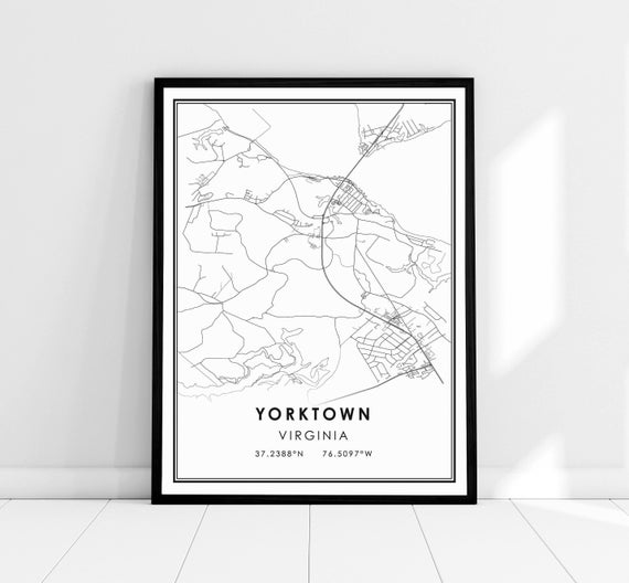 Yorktown Virginia Map Print, Travel Wall Poster