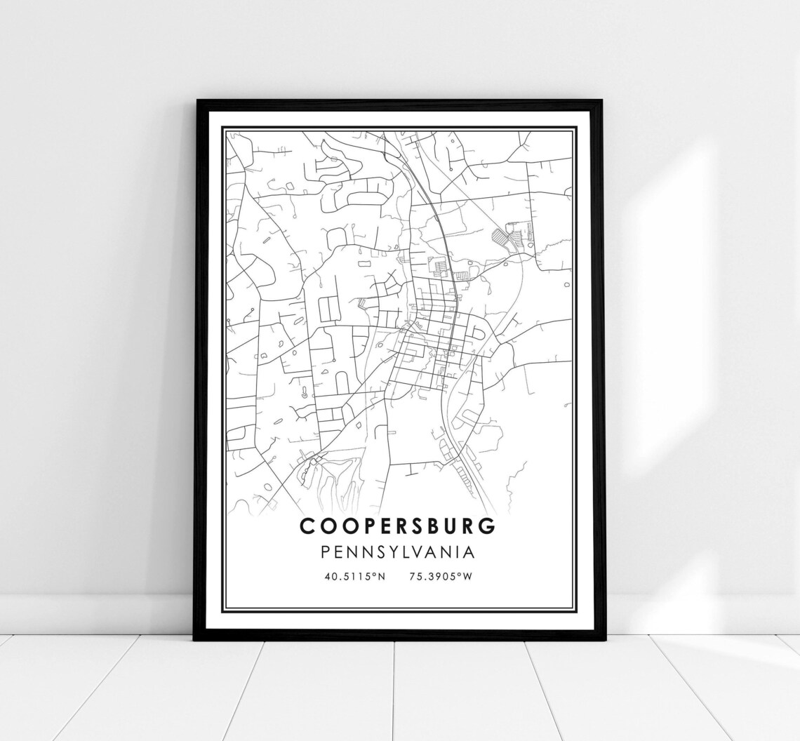 Coopersburg Pennsylvania City Street Map With Coordinates Poster
