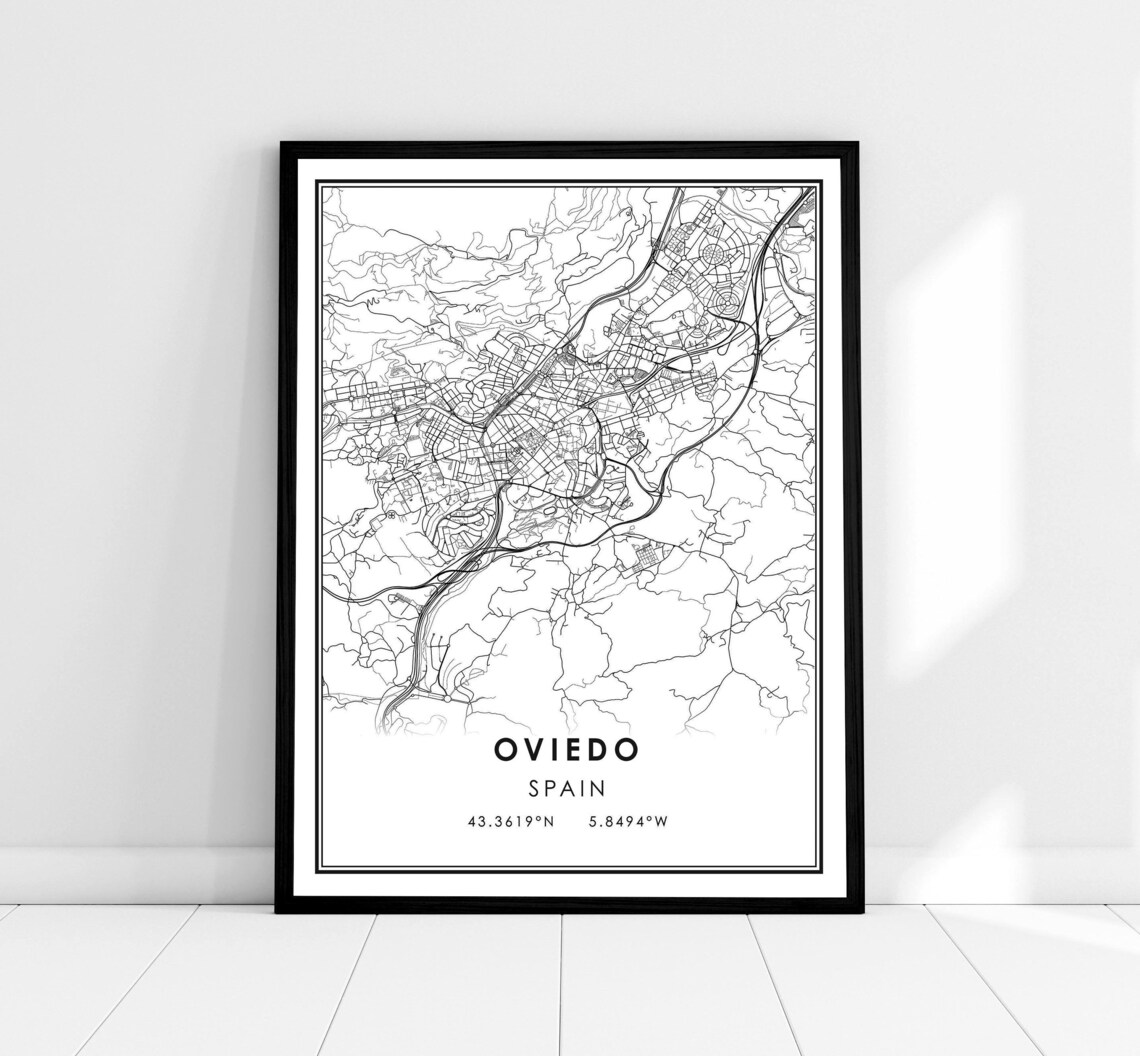 Oviedo Map Print Poster, Spain City Travel Poster