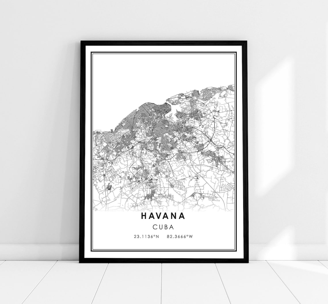 Havana Map Travel Poster, City Map Art Print