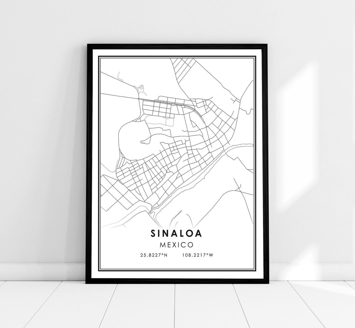 Sinaloa Mexico Minimalist Line Map Coordinates City Art Poster