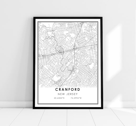 Cranford Map Print, New Jersey City Poster