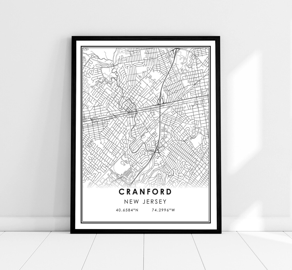 Cranford Map Print, New Jersey City Poster