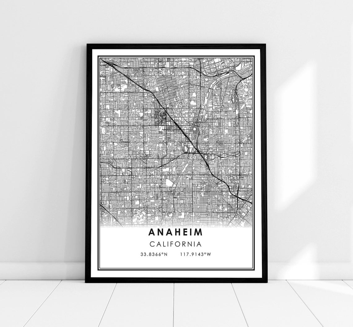 Anaheim Map Print, City Travel Poster