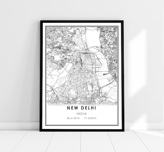 New Delhi Map Print Poster, India City