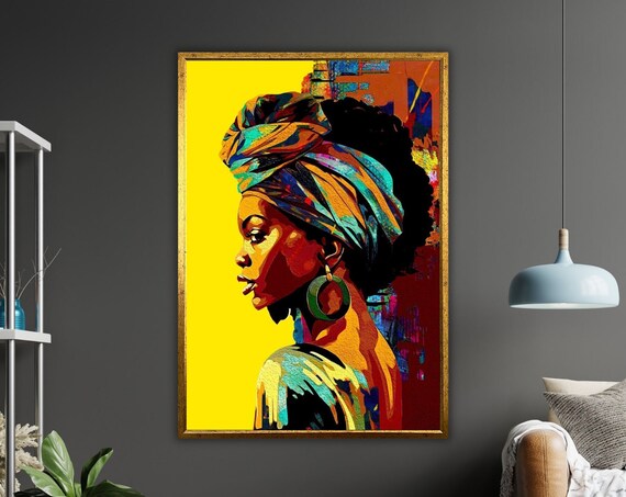 Ethnic Art Print African Woman Ready To Hang Framed Wall Decor Cultural Home Decor Wall Art