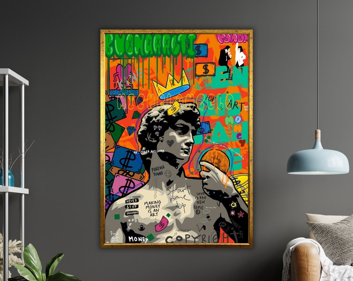 Michelangelo David Graffiti Pop Art Colorful Street Style Poster