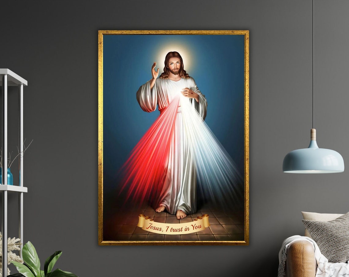 Divine Mercy Jesus Red White Rays Jesus I Trust In You Art Poster