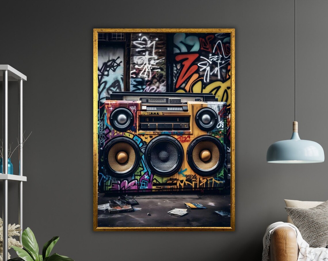 Graffiti Boombox Hip Hop Street Wall Urban Music Art Print Poster