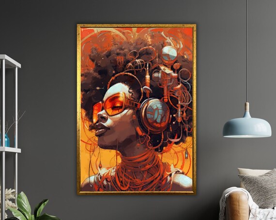 Ethnic Art Print African Woman Ready To Hang Framed Wall Decor Cultural Home Decor Wall Art