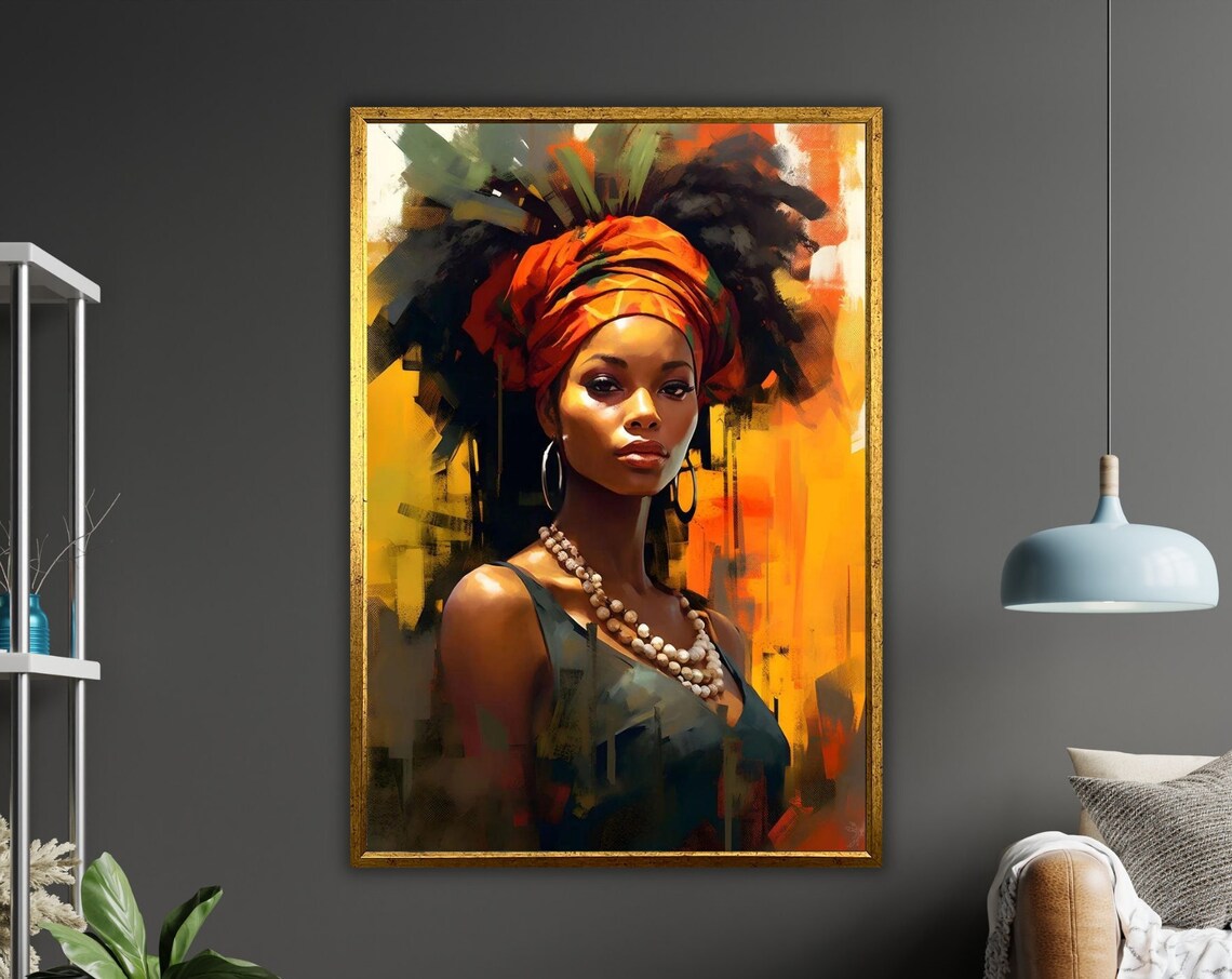 Ethnic Art Print African Woman Ready To Hang Framed Wall Decor Cultural Home Decor Wall Art