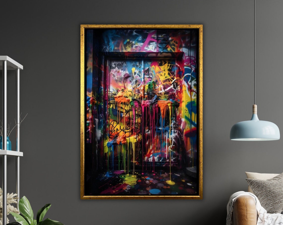 Abstract Graffiti Paint Drips Splash Colorful Urban Wall Art Poster
