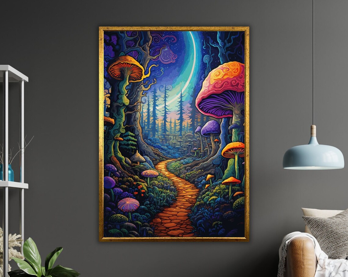 Mushroom World Art Print, Nature Wall Decor