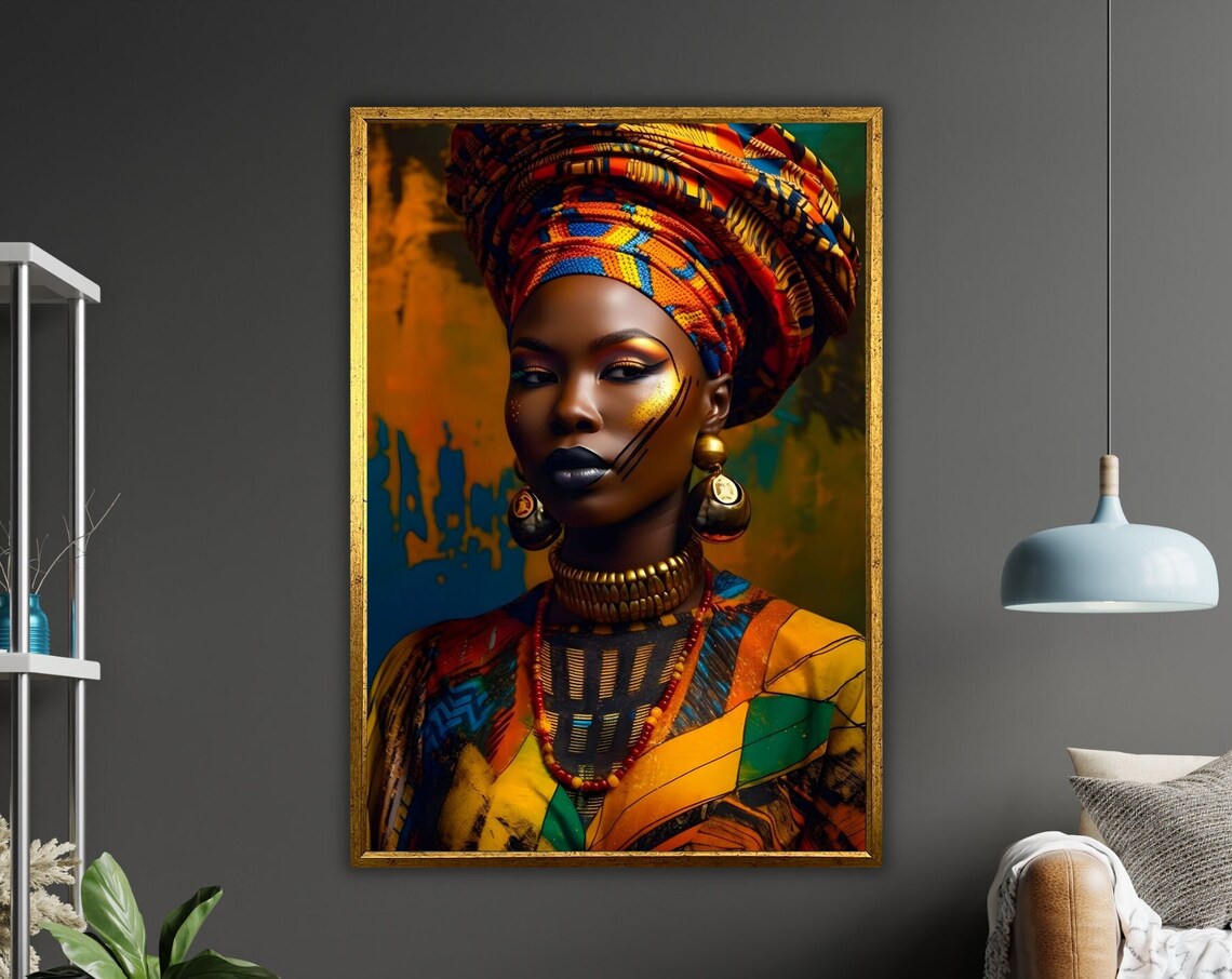 Ethnic Art Print African Woman Ready To Hang Framed Wall Decor Cultural Home Decor Wall Art