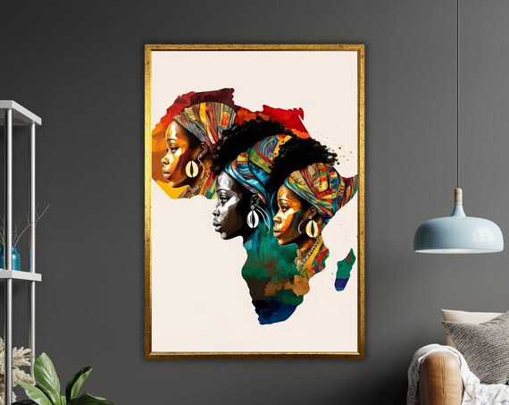 Ethnic Art Print African Woman Ready To Hang Framed Wall Decor Cultural Home Decor Wall Art