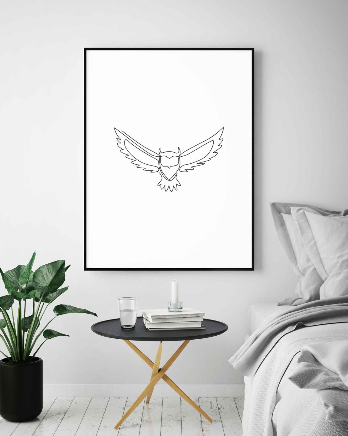 Flying Owl Continuous Line Drawing Minimalist Bird Art Poster - Image 4