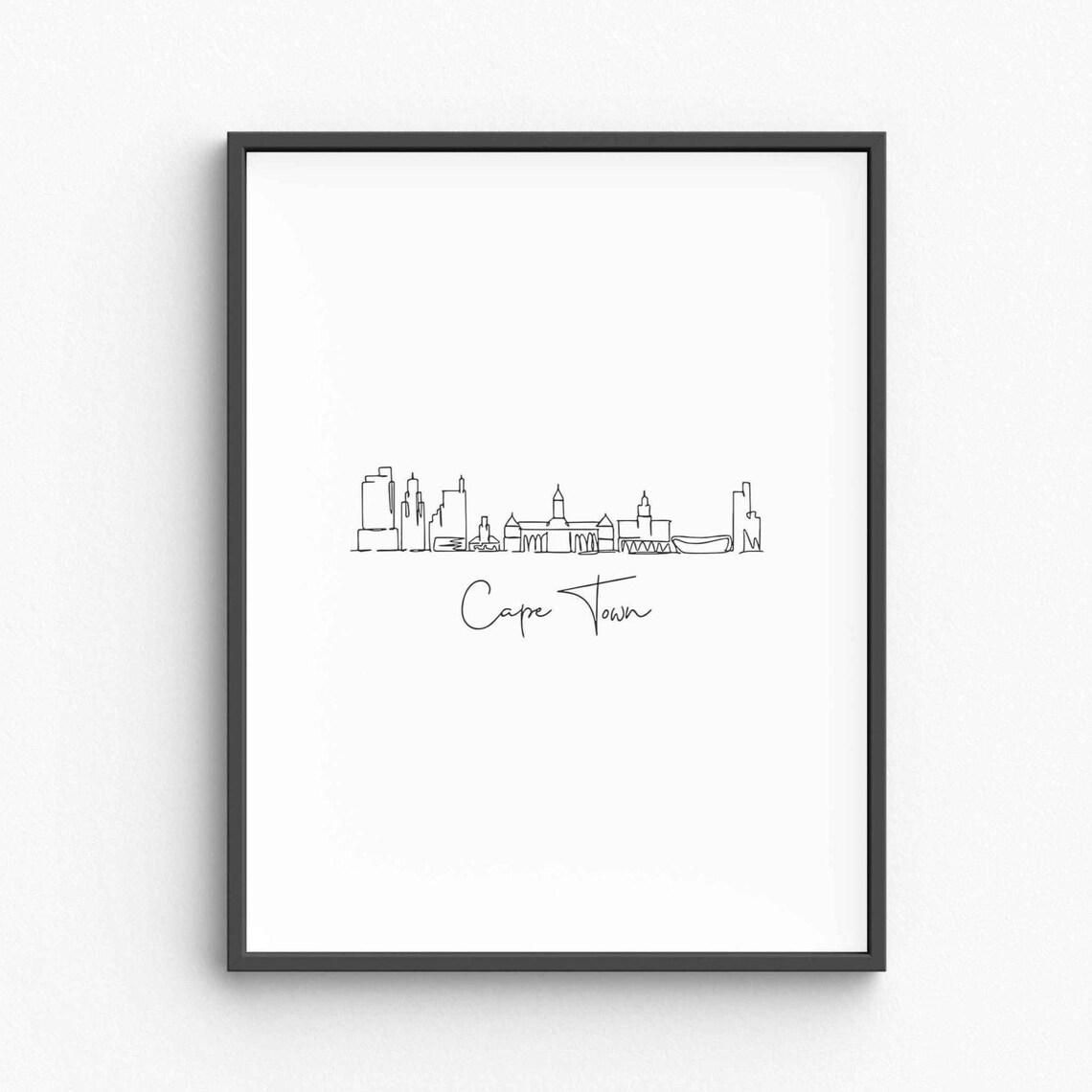 Cape Town South Africa Skyline Single Line Drawing Minimalist Art Poster