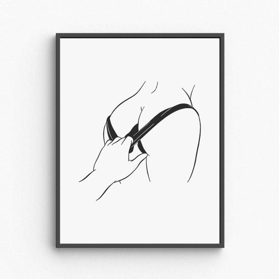 Artistic Female Nude Wall Art Elegant Sensual Line Drawing Minimalist Body Figure Bedroom Decor