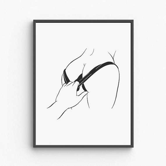 Sensual Woman Line Art Playful Lingerie Sketch Minimalist Poster