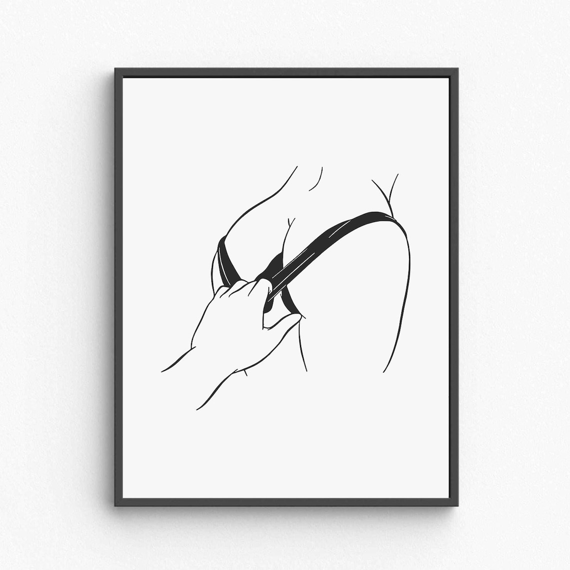 Sensual Woman Line Art Playful Lingerie Sketch Minimalist Poster
