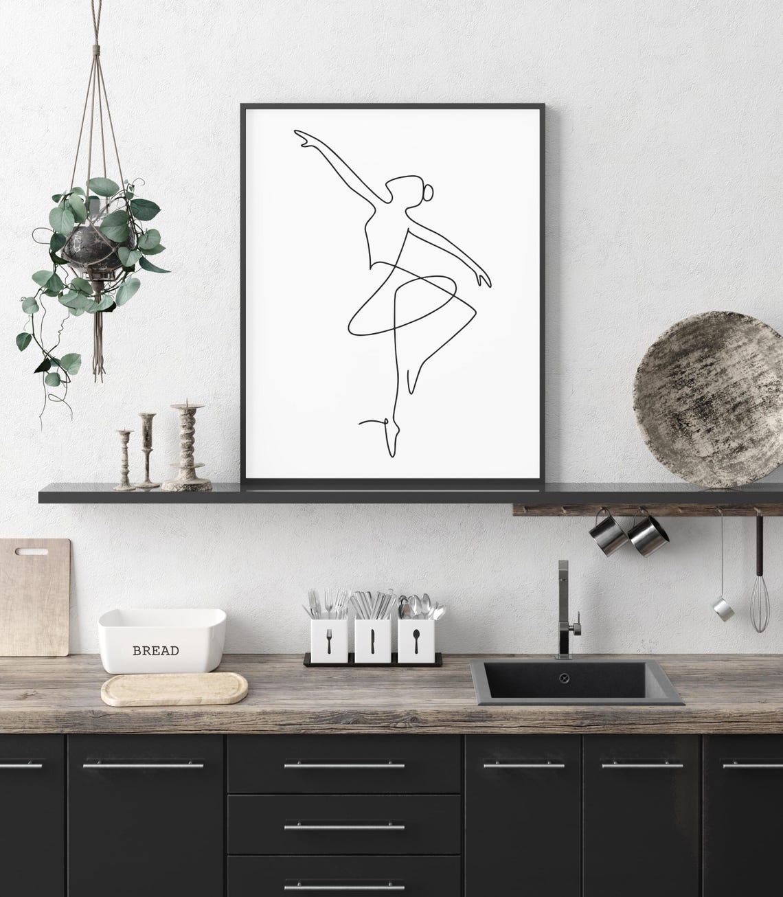 Ballerina Arabesque On Pointe Graceful Minimalist Line Art Poster - Image 3