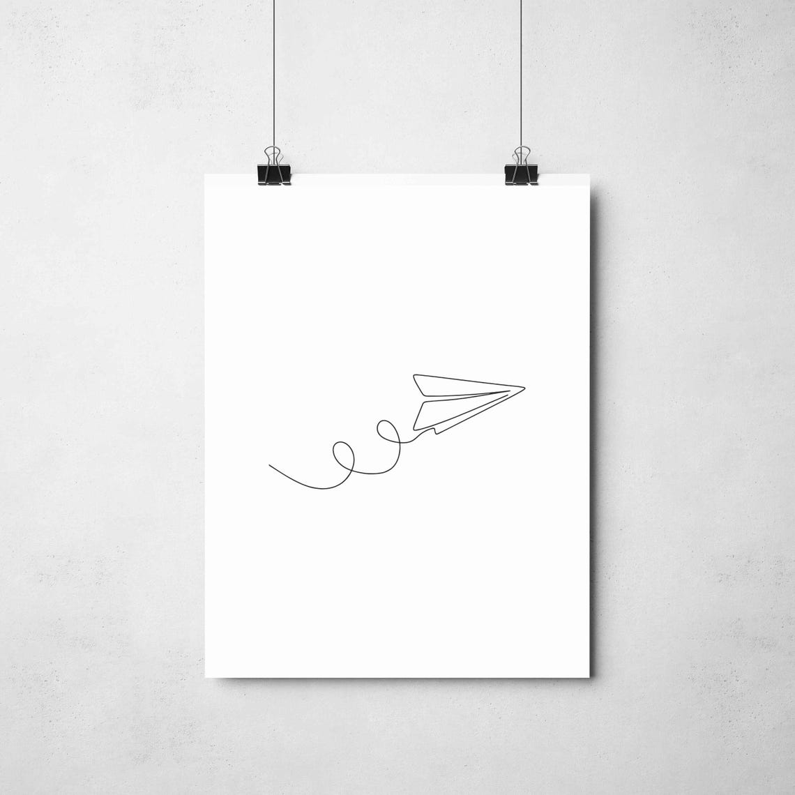 Paper Plane Line Art Flying Trail One Line Drawing Travel Poster - Image 4