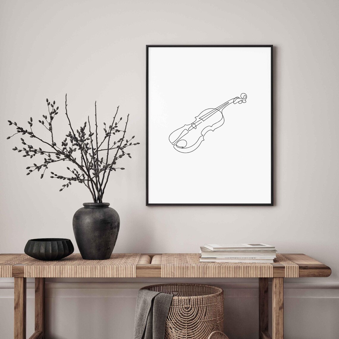 Classic Violin Side View Single Line Drawing Elegant String Instrument Decor Poster - Image 5