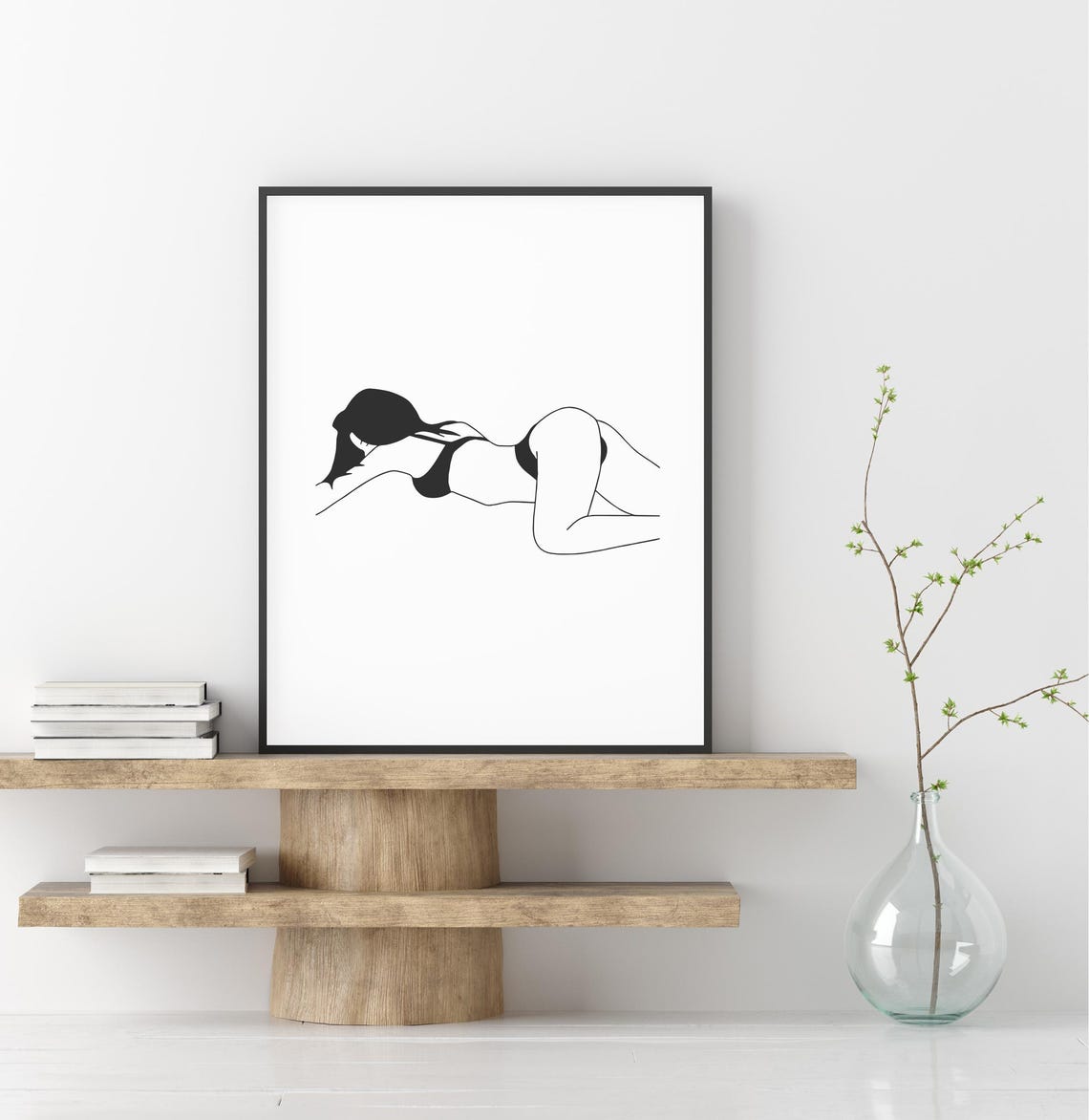 Reclining Woman Line Art Nude Figure Minimalist Body Drawing Poster - Image 2