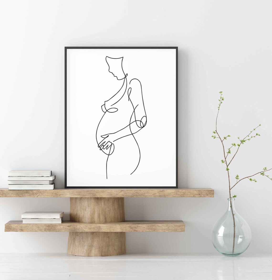 Pregnant Woman Silhouette Line Art Expecting Mother Maternity Wall Decor Poster - Image 4