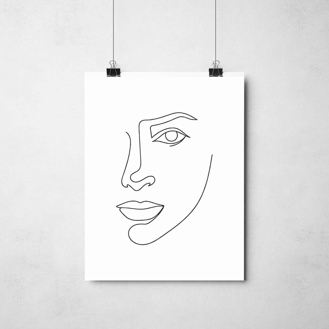 Abstract Woman Face Eye Lips Continuous Line Art Portrait Poster - Image 2