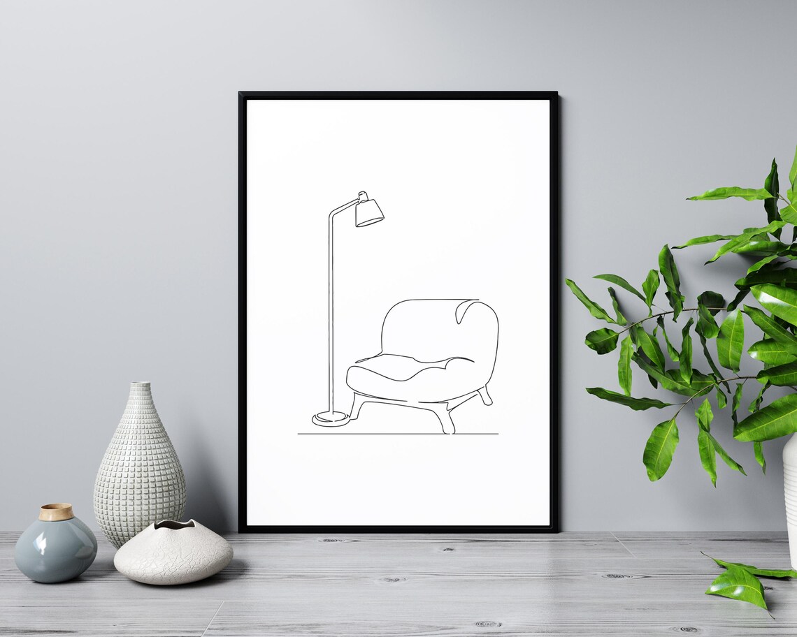 Minimal Workspace Wall Art, Line Drawing - Image 3