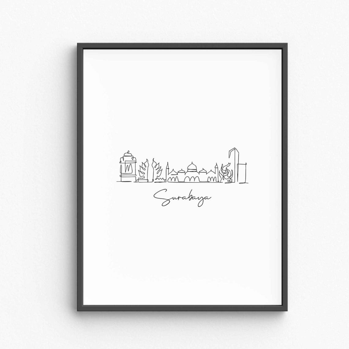 Surabaya Skyline Line Art Minimalist Indonesia Travel City Poster