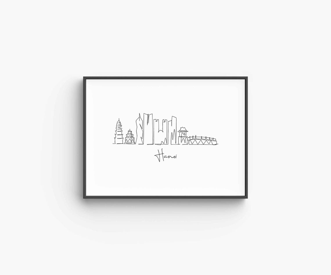 Hanoi Skyline One Line Drawing Minimalist Vietnam Art Poster - Image 6