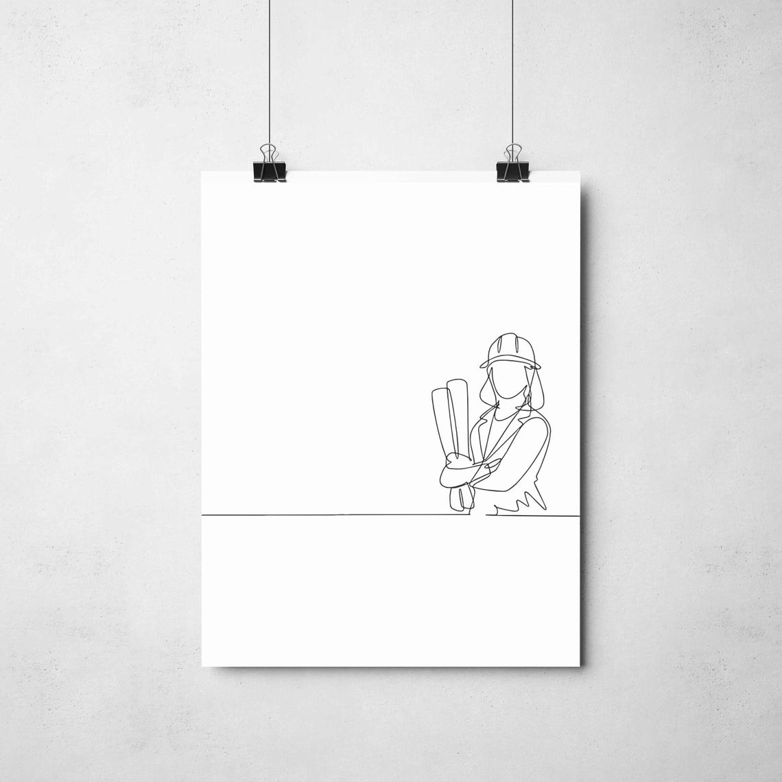 Architect Line Art Minimalist Architecture Print Modern Designer Wall Drafting Tools Illustration Creative Studio Decor - Image 2