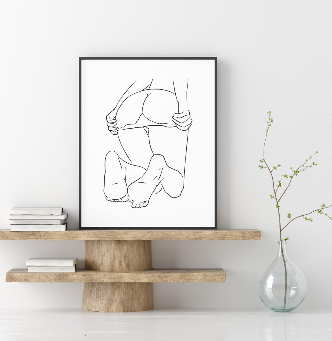 Artistic Female Nude Wall Art Elegant Sensual Line Drawing Minimalist Body Figure Bedroom Decor - Image 2