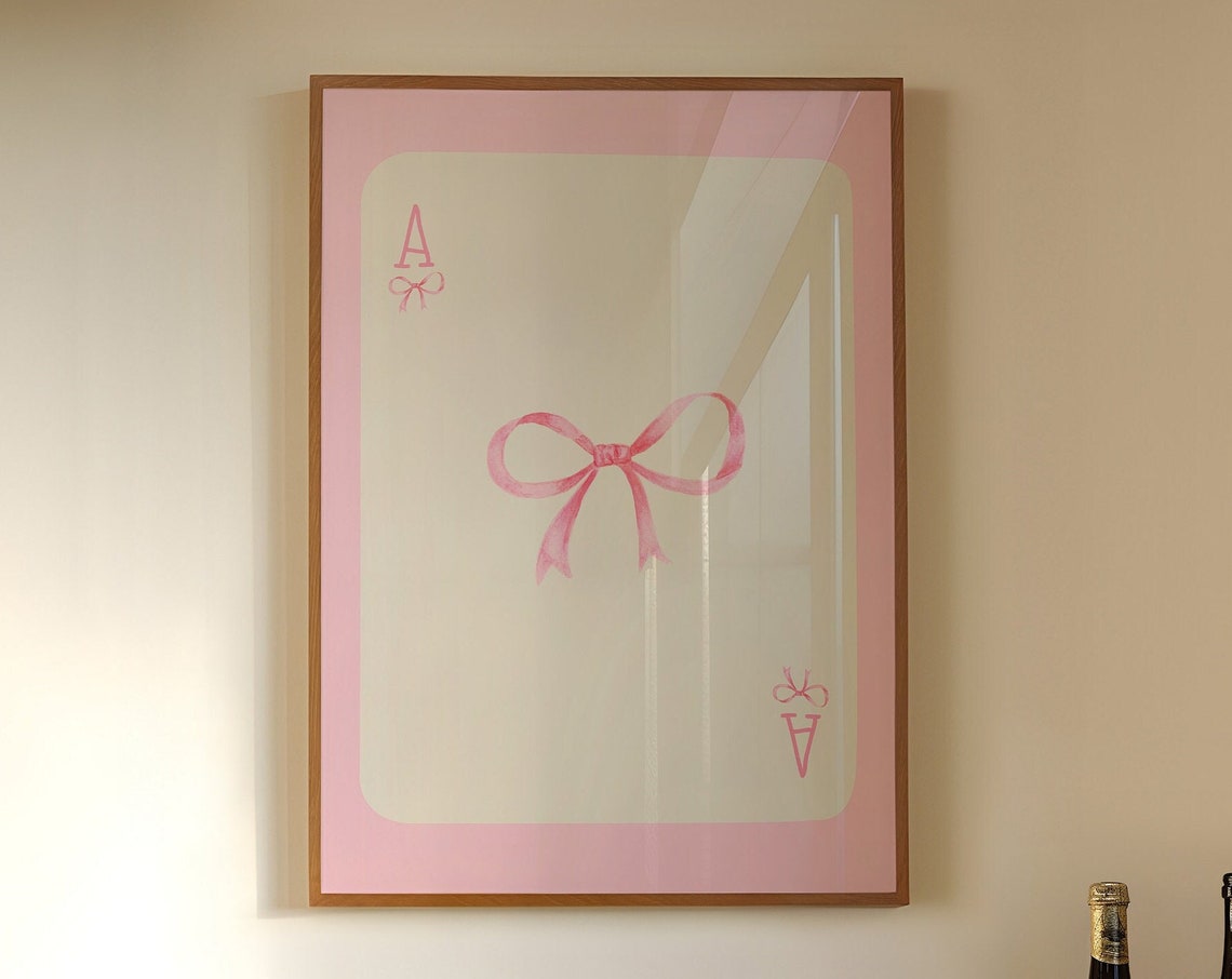 Trendy Art Prints Pink Bow Wall Art Print Girly Wall Art College Apartment Decor Watercolor Bow Print Teen Girl Wall Art Preppy Art Prints