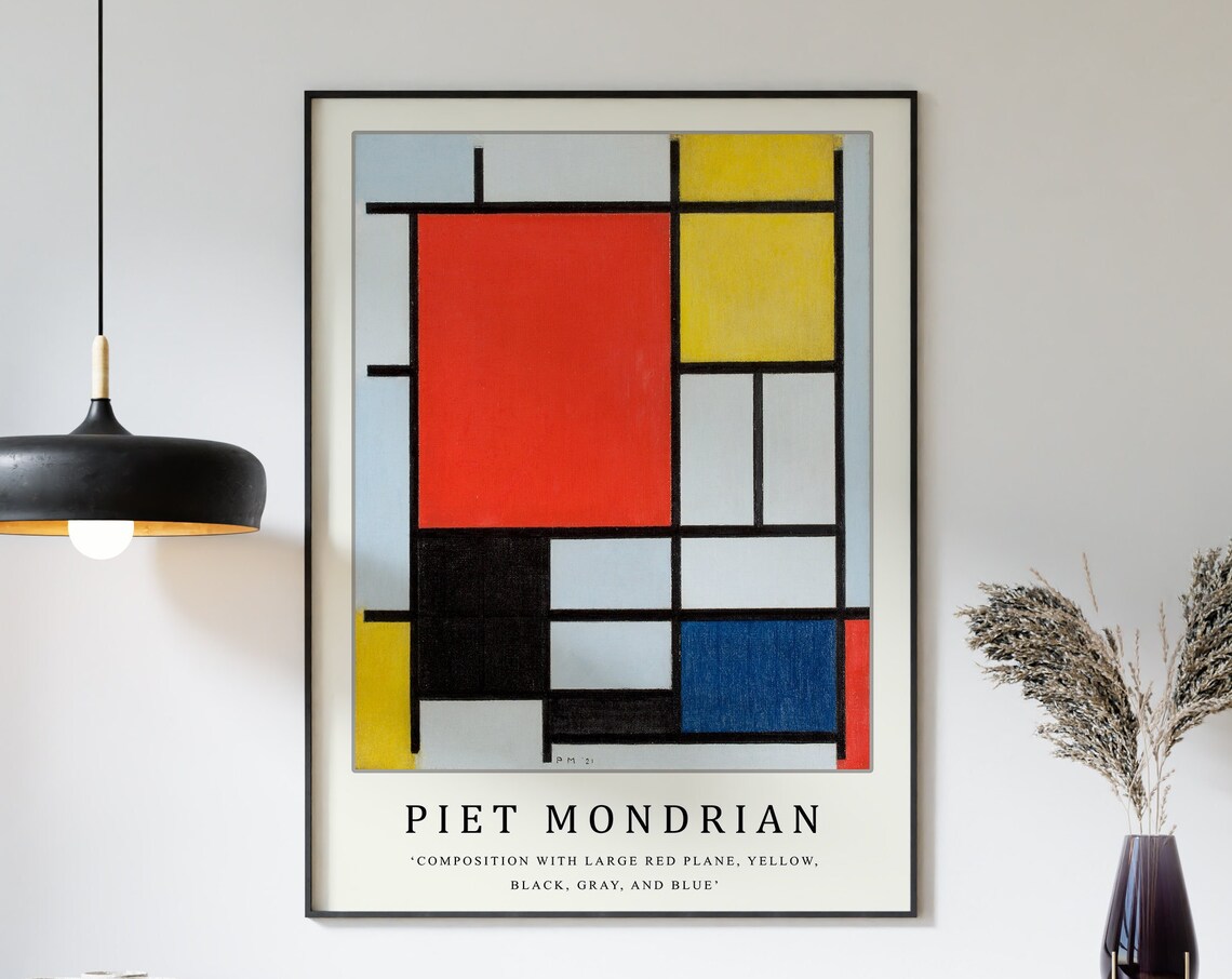 Mondrian Composition With Large Red Plane Art Print - Image 3