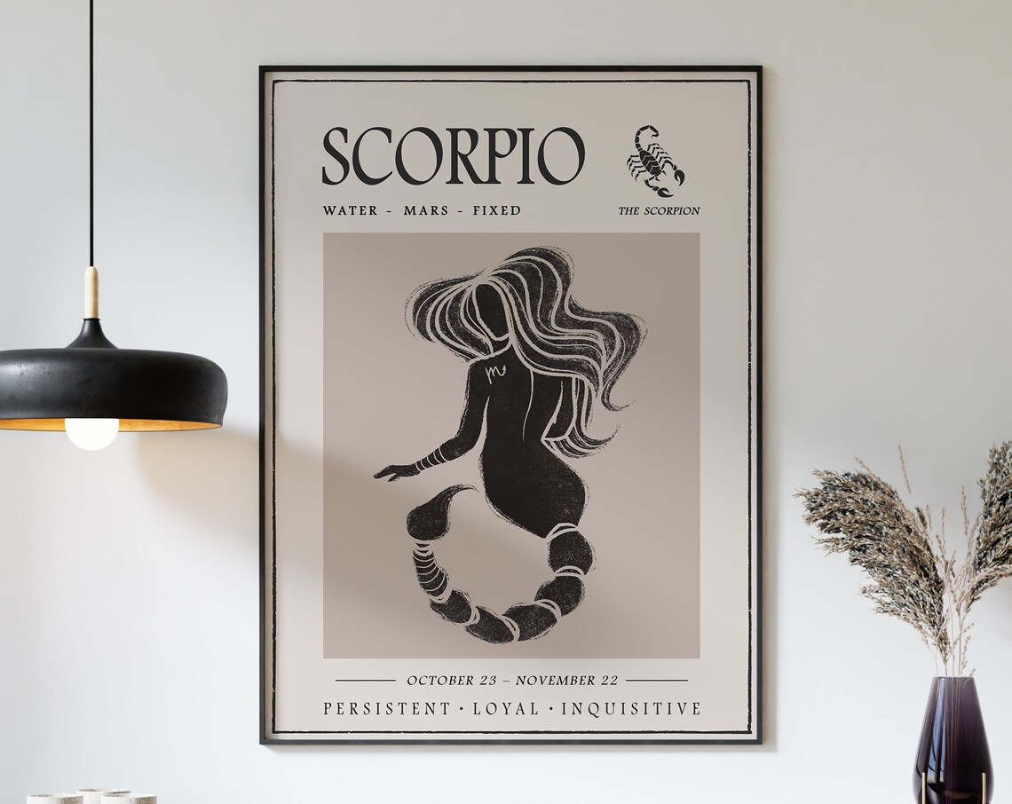 Scorpio Star Sign Poster, Boho Astrology Art Print - Image 3