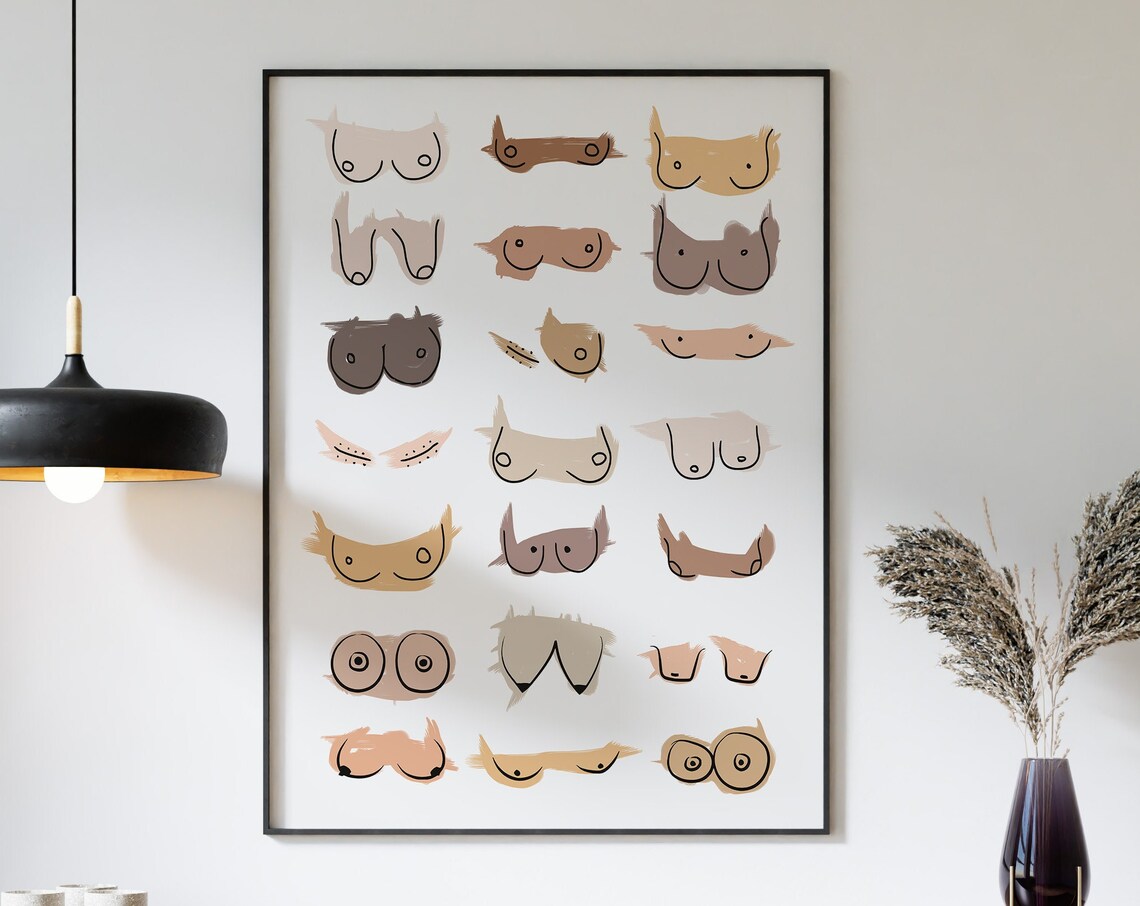 Breast Diversity Body Positive Watercolor Feminist Art Wall Poster - Image 3