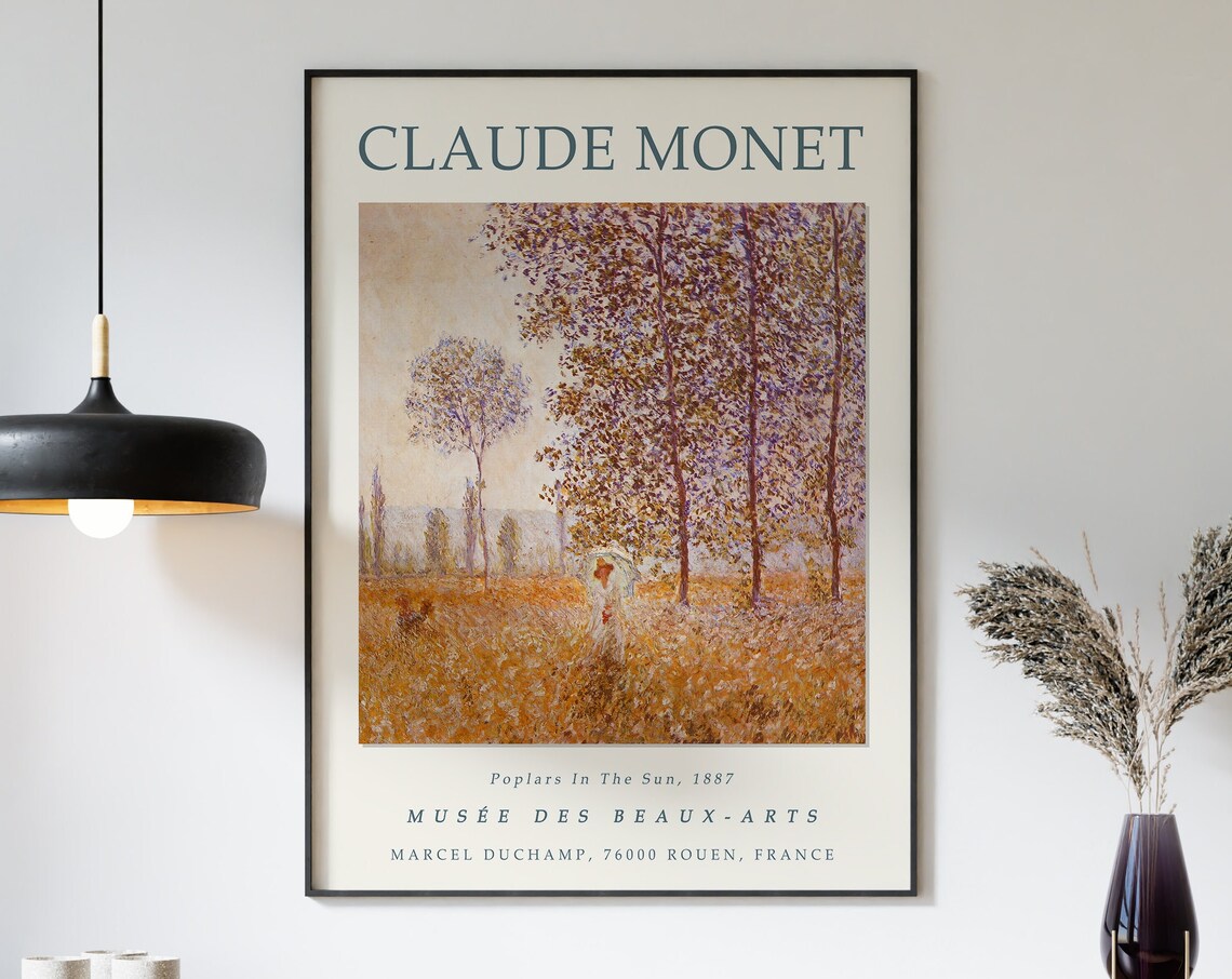 Monet-Inspired Poplars In The Sun Art Print, Vintage