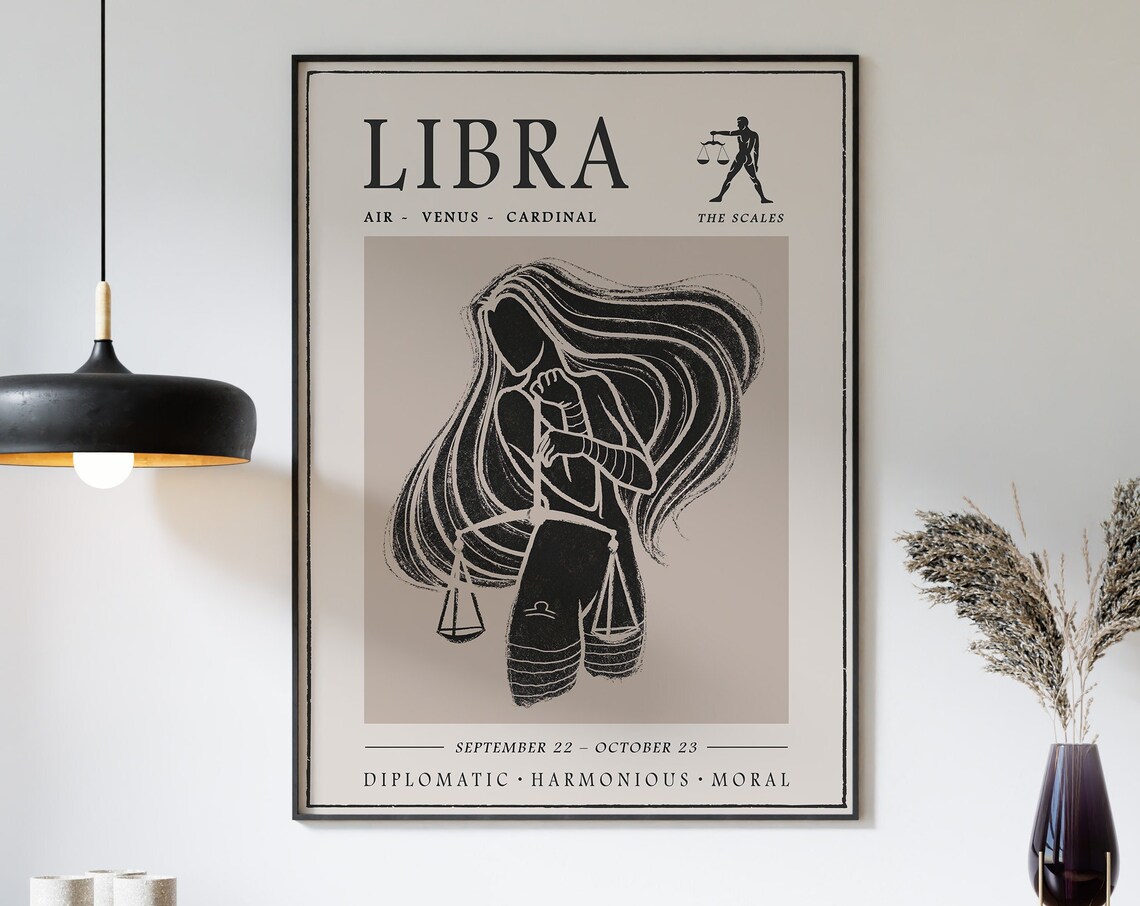 Libra Star Sign Poster, Boho Zodiac Art Print - Image 3