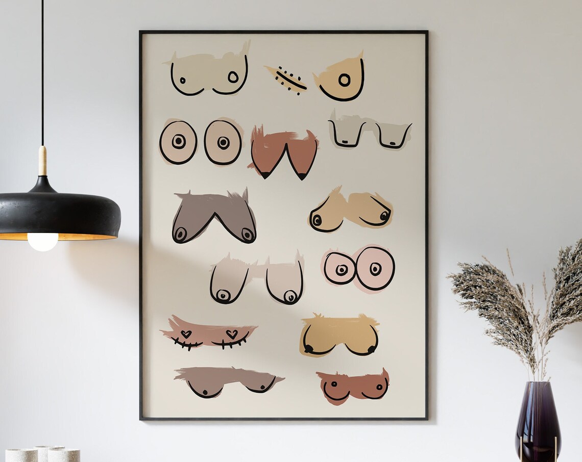 Minimalist Breast Line Art Body Positive Feminist Diversity Wall Art - Image 3
