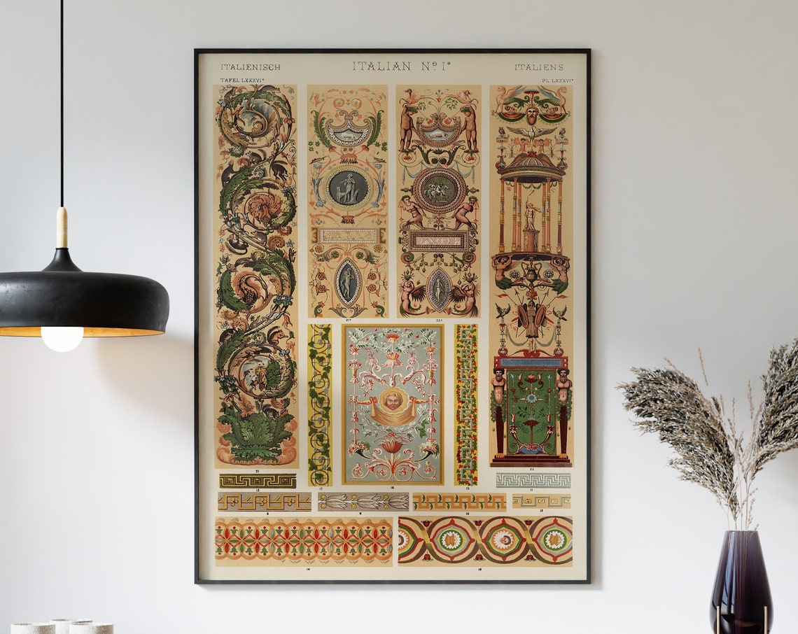 Italian Renaissance Ornament Plate No 1 Decorative Pattern Art Poster - Image 3