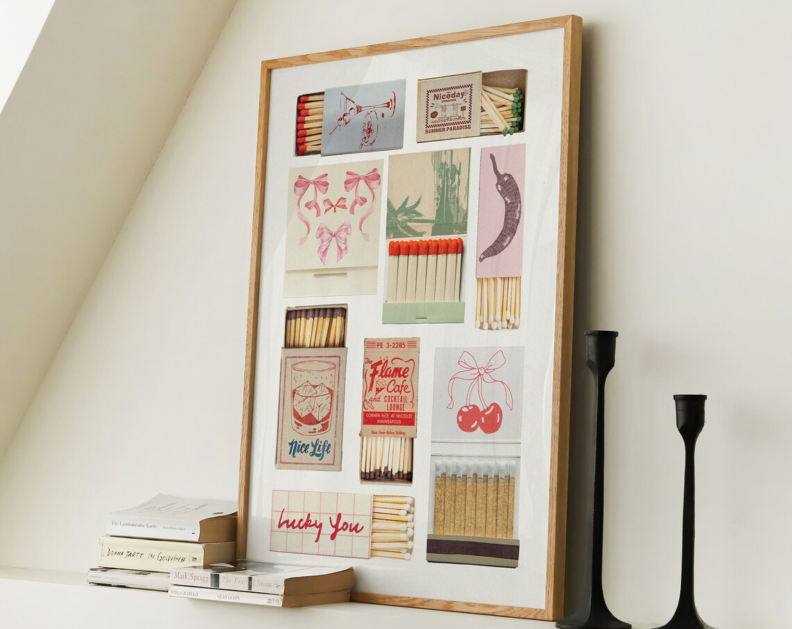 Vintage Matchbook Pink Coquette Retro Matches Poster - Image 4